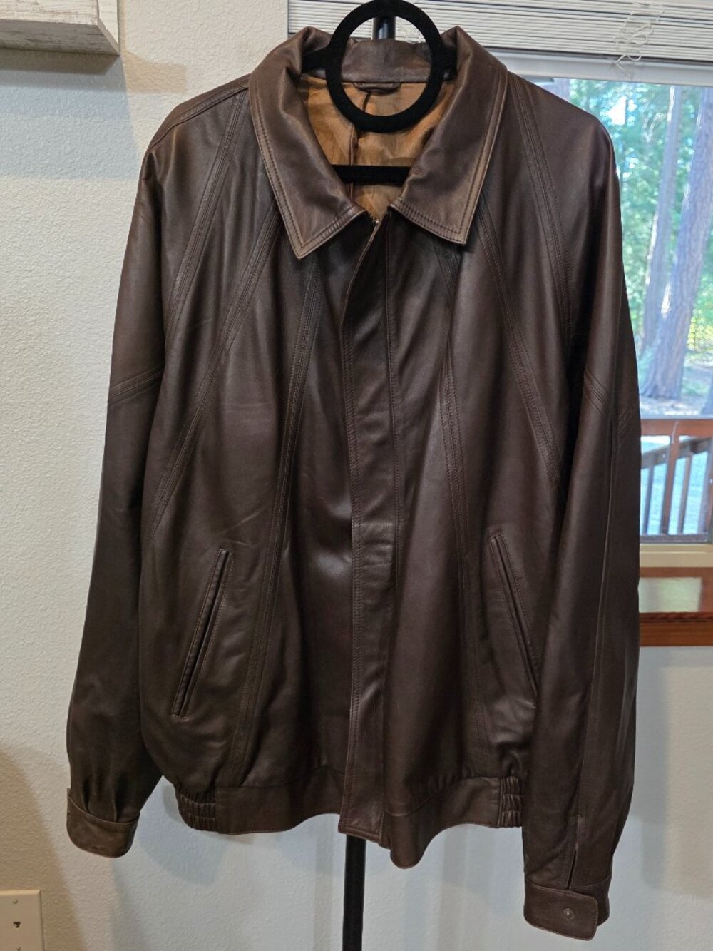 Scuola Del Cuoio Men's Brown Leather Bomber Jacket